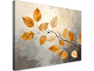 Tabelau sur toile, feuilles orange sur une branche 60x40