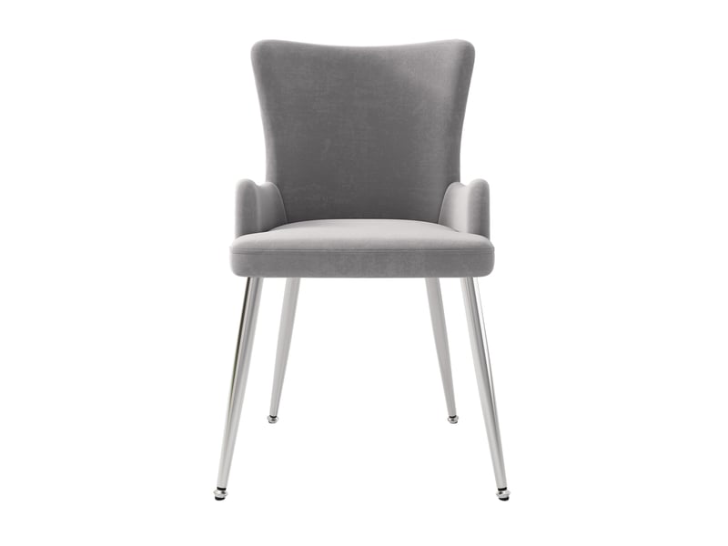  Chaise de salle à manger lot de 4 avec pieds en métal  - assise en velours gris et argenté  - Conforama A