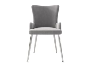 Chaise de salle à manger lot de 4 avec pieds en métal  - assise en velours gris et argenté