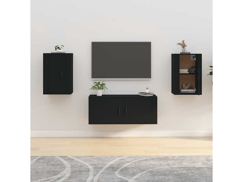  Lot de 2 meuble tv mural, meuble tv suspendu noir 40x34,5x60 cm  - Conforama B