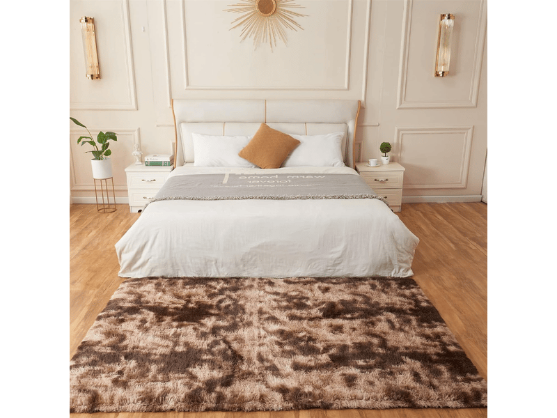  Tapis de salon marron, à poils longs, doux, en laine de soie antidérapante, mesurant 120 x 160 cm  - Conforama E