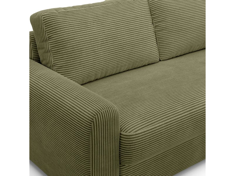  Canapé droit convertible 3 places en velours côtelé vert kaki - ouverture express - salvia Salvia - Conforama E