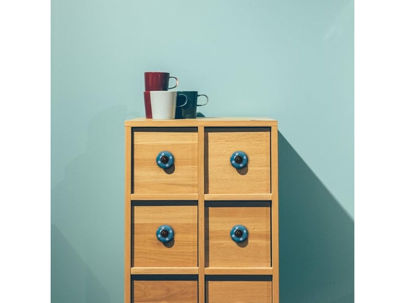 Jeu de 6 poignées de meubles, poignées de meubles en céramique, poignées vintage pour tiroirs, poignée en céramique pour armoires de cuisine (bleu) - Conforama B