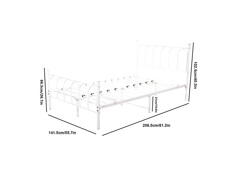  Tcqpz lit youth en métal 140x200 cm blanc avec sommier à lattes, sans matelas  - Conforama C