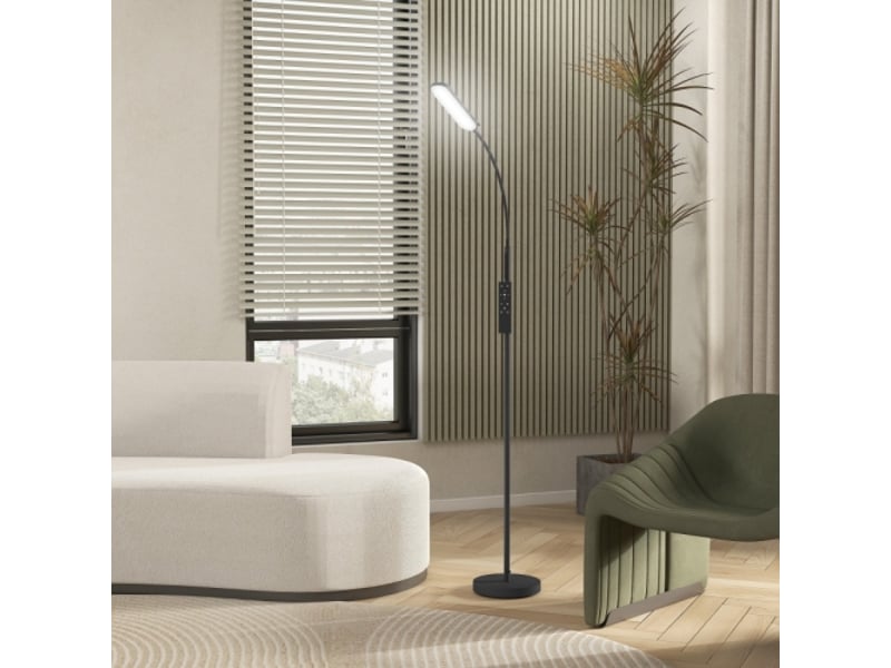 Lampadaire led dimmable, noir, col de cygne 360°, télécommande, tactile, minuterie et mémoire - Conforama B