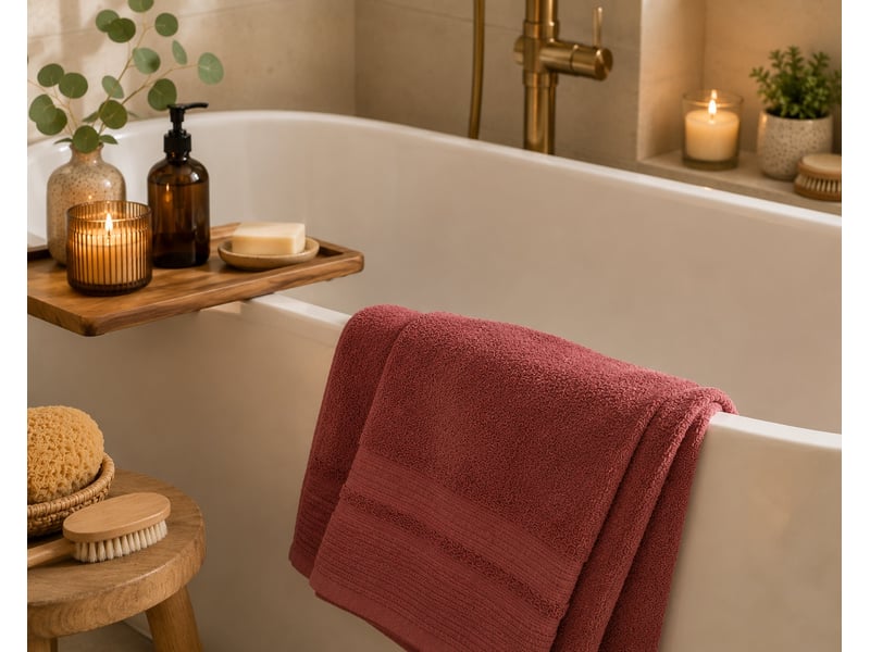 Serviette de toilette en coton lilas  - Conforama E