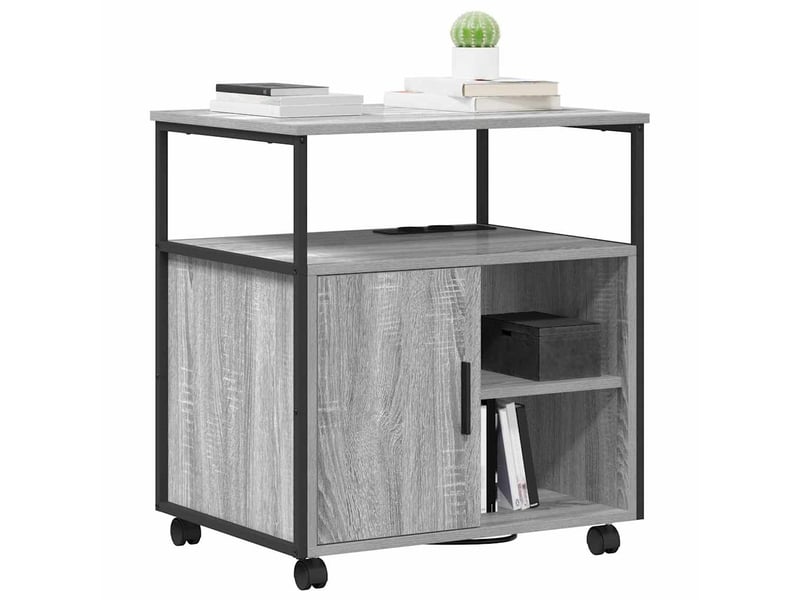 Commode chambre, cabinet avec station de charge 61 x 46 x 67 cm gris sonoma  - Conforama C