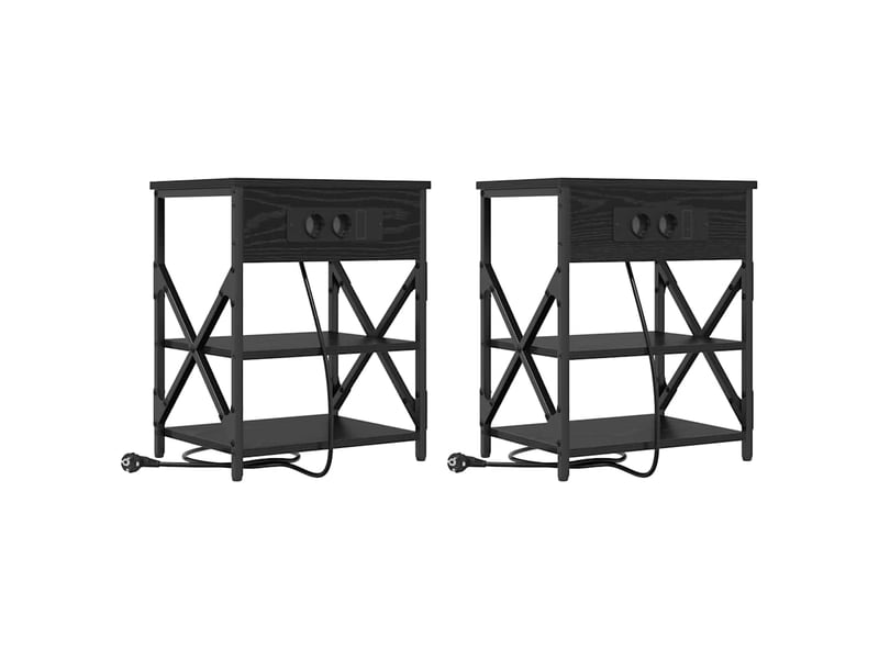 Table de chevet avec étagère 2 pièces chêne noir 41 x 31 x 51 cm - Conforama A