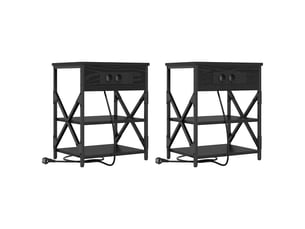 Table de chevet avec étagère 2 pièces chêne noir 41 x 31 x 51 cm