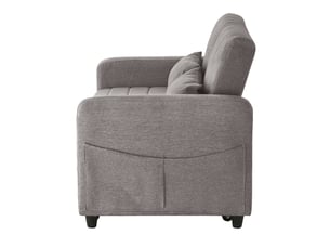 Canapé 2 places, transformable en lit, dossier réglable, en tissu effet lin, coloris gris, l114 x p77 x h82,5 cm, design moderne