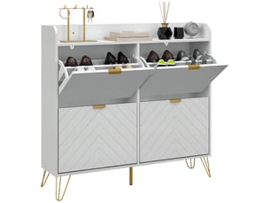Meuble à chaussures 4 abattants, avec étagère réglable, rangement chaussure 106 x 24 x 102 cm, blanc