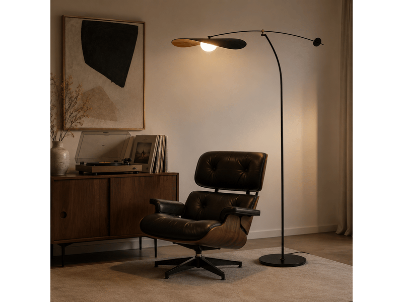  Lampadaire arqué feuille noire – sans ampoule ASLED-763 - Conforama E