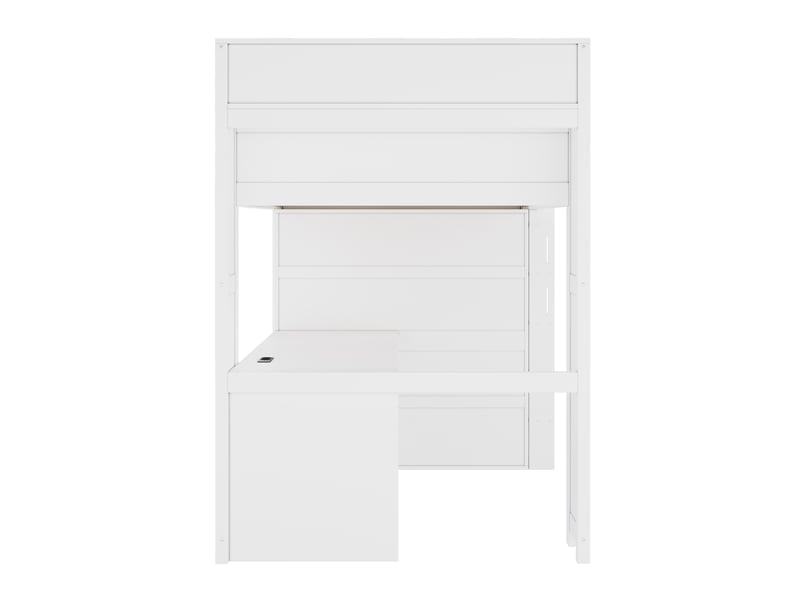  Lit mezzanine,90x200 cm,avec bureau, armoire, usb et led,mdf,blanc  - Conforama E