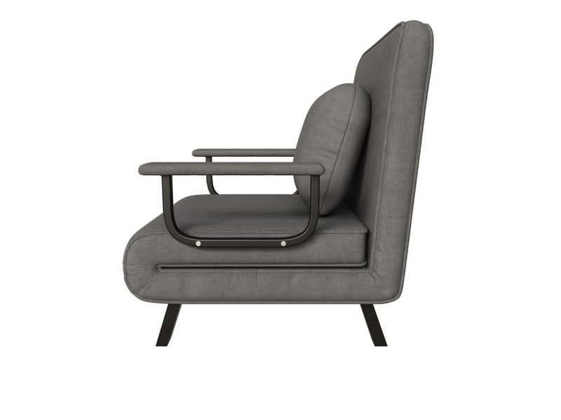 Fauteuil relax inclinable 180°, tissu chenille gris, structure métal - Conforama E