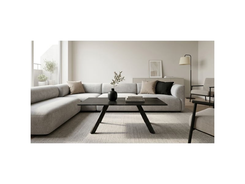  Table basse 120x60 cm céramique noir marbré pieds inclinés - indiana 08  - Conforama B