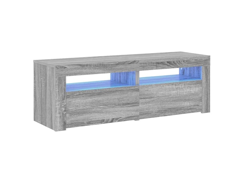  Meuble tv - banc tv - meuble de rangement avec lumières led sonoma gris 120x35x40 cm  - Conforama A