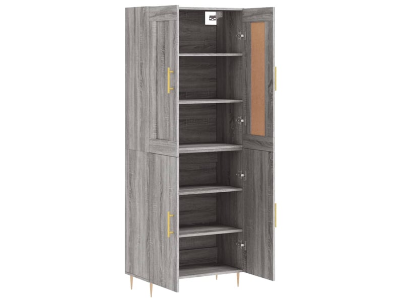  Buffet haut - bahut - meuble de rangement sonoma gris 69,5x34x180 cm bois d'ingénierie  - Conforama D
