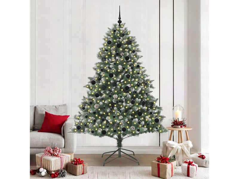 Sapin de noël artificiel, arbre de noël vert 210 cm pvc, plastique et acier shl1887 - Conforama B