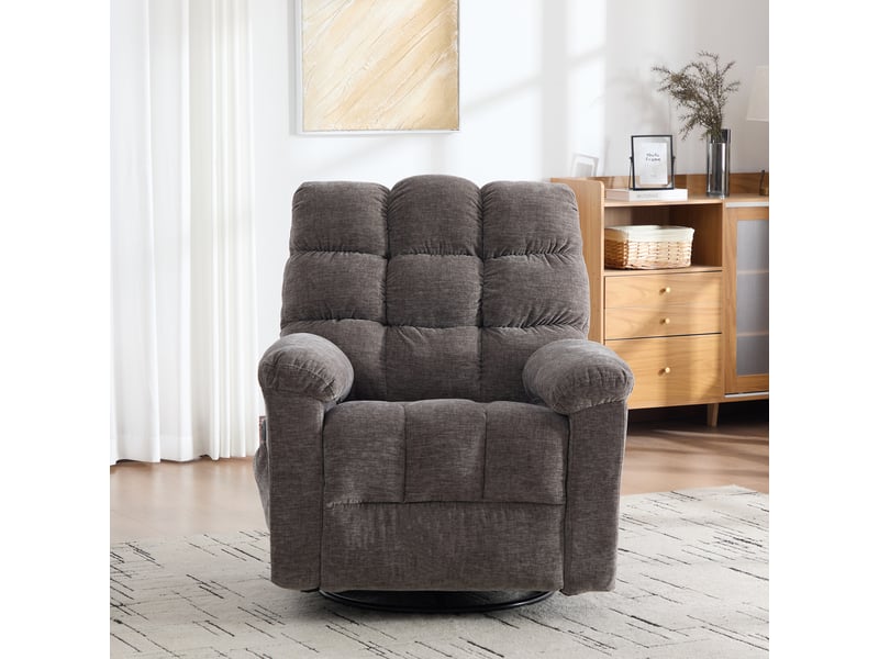 Fauteuil relax pivotant 360° gris, massage, chauffage et inclinaison manuelle - Conforama B