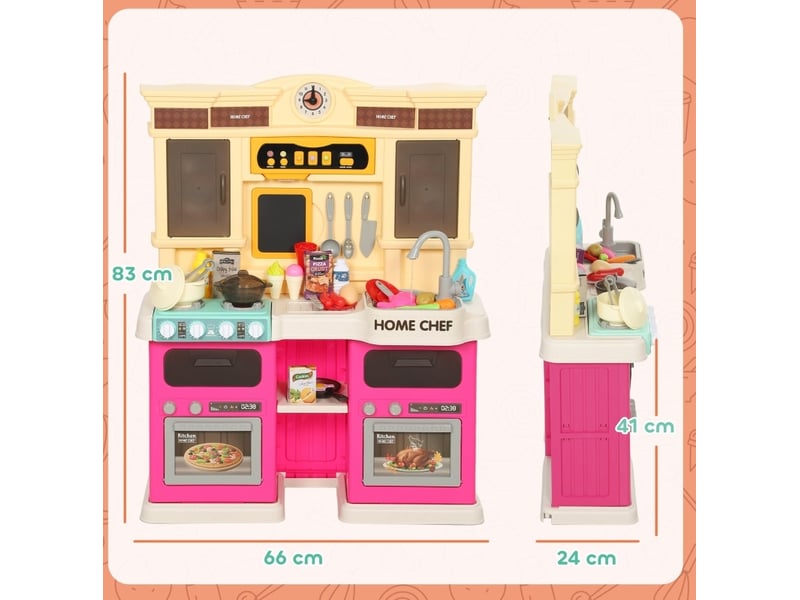  Cuisine jouet enfant 66x24x83 cm – multicolore – robinet électrique, sons, lumières et 85 accessoires  - Conforama C