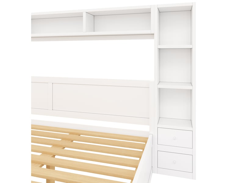 Lit adulte 180x200 cm avec rangement et éclairage led, lit 2 places avec 7 tiroirs, blanc, sans matelas - Conforama R