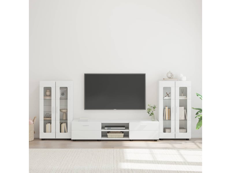  Ensemble meuble tv - banc tv - meuble de rangement florin 3 pcs blanc bois d'ingénierie  - Conforama B