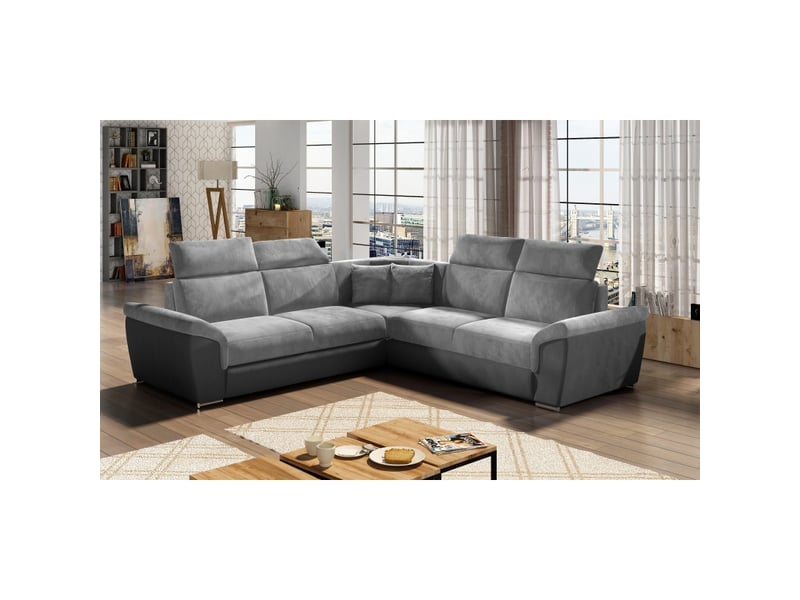  Canapé d'angle frederico gris avec 4 têtières 266x266cm  - Conforama A