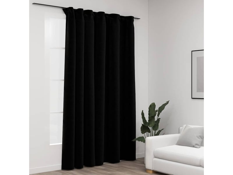  Rideau occultant, rideau black-out d'aspect de lin avec crochets noir 290x245 cm cf43972  - Conforama B