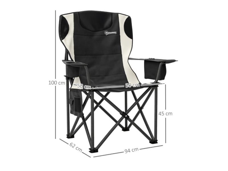 Lot de 2 fauteuils de camping pliables, accoudoirs, porte-gobelet, appui-tête, sac isotherme, 120 kg, rembourrés - Conforama C