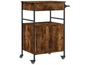 Desserte de cuisine, chariot de rangement chêne fumé 56x43x89,5 cm bois d'ingénierie