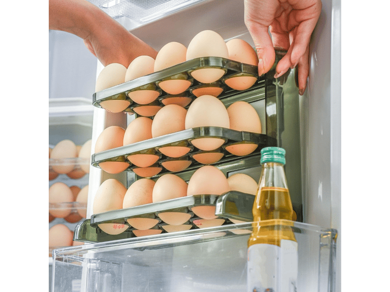  Étagère de rangement pliable à 3 niveaux pour réfrigérateur, organiseur d'œufs pour la cuisine et la maison  - Conforama D