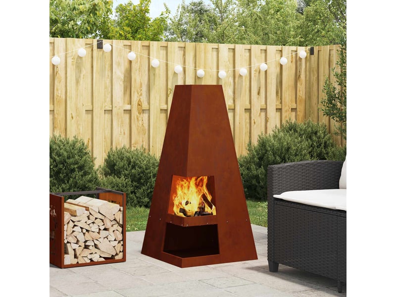  Brasero exterieur, foyer camping rouillé 50x50x100 cm acier patiné shl28551  - Conforama B