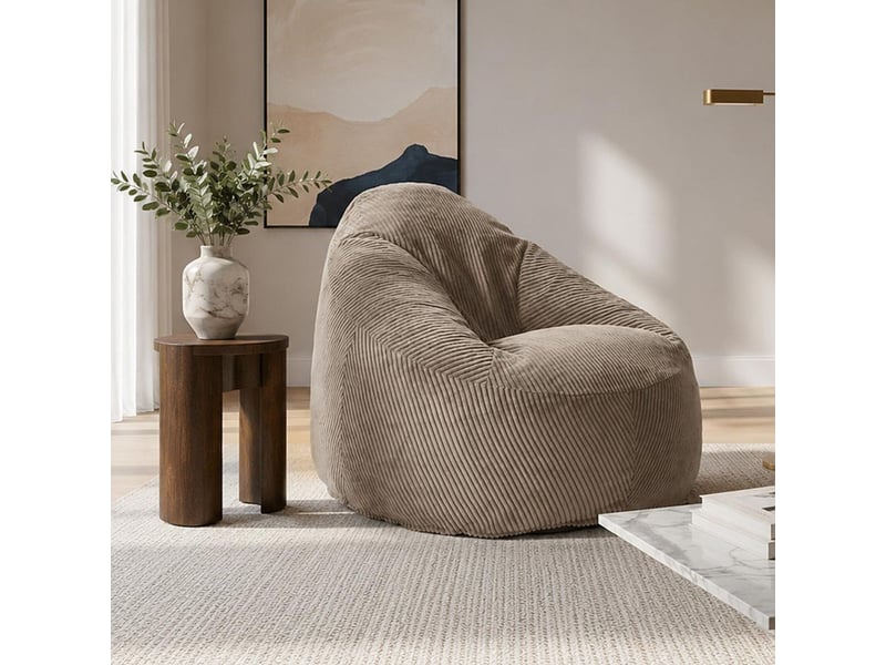  Chauffeuse poire en mousse et tissu velours côtelé taupe - amory AMORY - Conforama B
