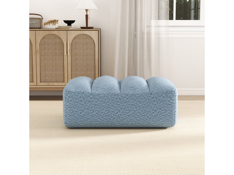 Pouf brravo en tissu polaire texturé, bleu, siège d’appoint confortable - Conforama B