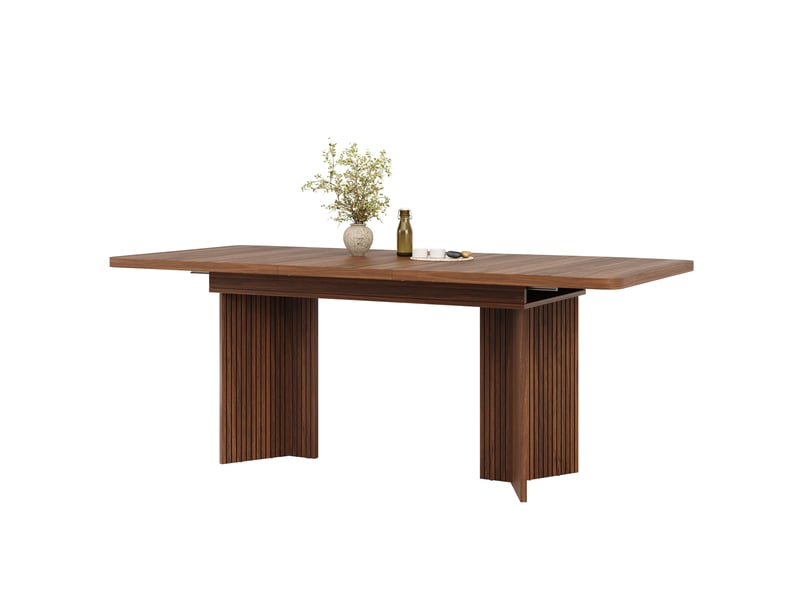  Table à manger extensible, 120 à 160 cm, rectangulaire, mdf, marron, plateau extensible de 120 à 160 cm  - Conforama A