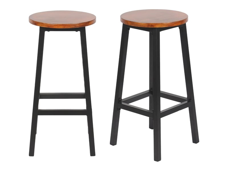 Lot de 2 tabourets de bar sans dossier en bois noir 32 x 32 x 65 cm 62258 - Conforama A