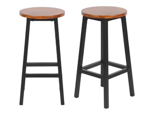 Lot de 2 tabourets de bar sans dossier en bois noir 32 x 32 x 65 cm