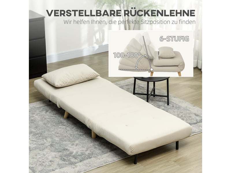  Fauteuil convertible, fauteuil relax, beige, dossier réglable, en velours  - Conforama E