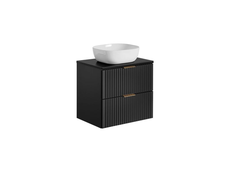Ensemble meuble vasque à poser 60 cm + 2 éléments - georgia black - Conforama D