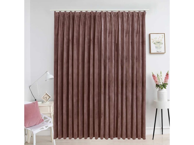  Rideau occultant, rideau black-out avec crochets velours rose antique 290x245 cm cf43966  - Conforama B