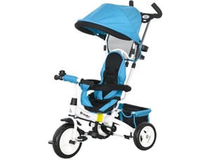Tricycle enfant evolutif confort securite avec canopy et guidage parent bleu homvra
