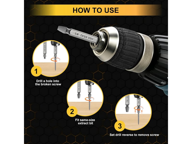  Lot de 9 extracteur de vis, 6 extracteur de vis double tête hss  - Conforama D