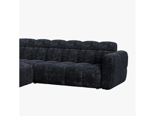 Canapé d'angle en tissu noir - angle gauche