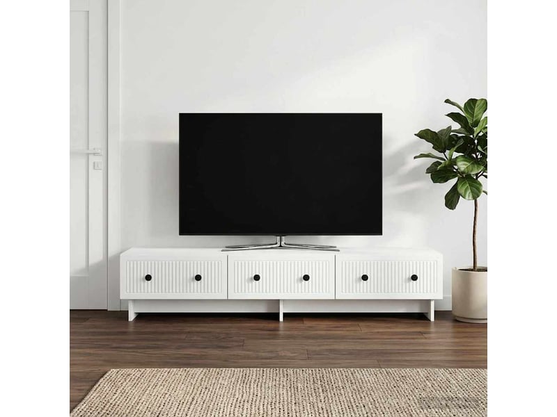  Meuble tv - banc tv - meuble de rangement blanc 147 x 34,5 x 30 cm bois d'ingénierie  - Conforama B