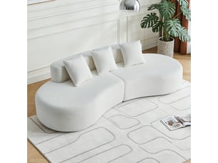 Canapé d'angle réversible fixe 3 places Velours blanc