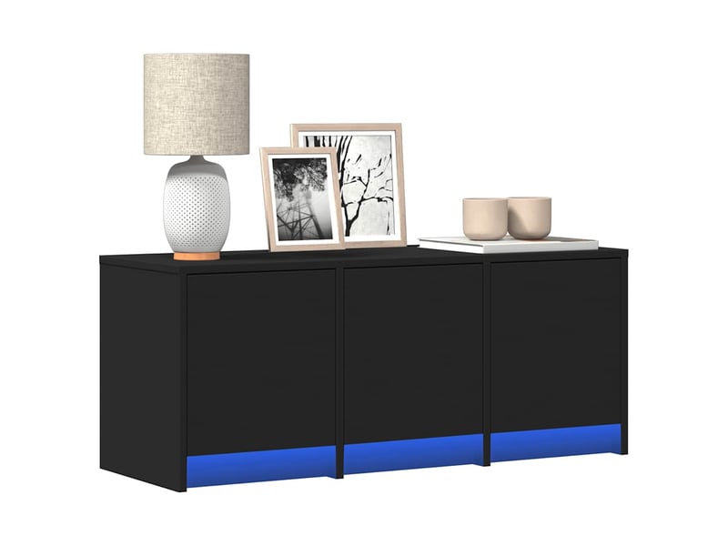 Meuble tv, meuble pour télévision avec led noir 97x34x40 cm bois d'ingénierie - Conforama B