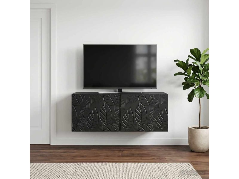  Meuble tv - banc tv - meuble de rangement mural 59,5 x 31 cm noir bois d'ingénierie  - Conforama C