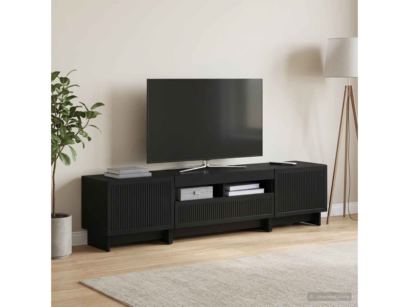  Meuble tv - banc tv - meuble de rangement led 5 pièces noir bois d'ingénierie  - Conforama B