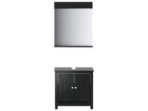 Ensembles de salle de bain, meubles de salle de bain 2 pcs berg noir bois de pin massif cf64766