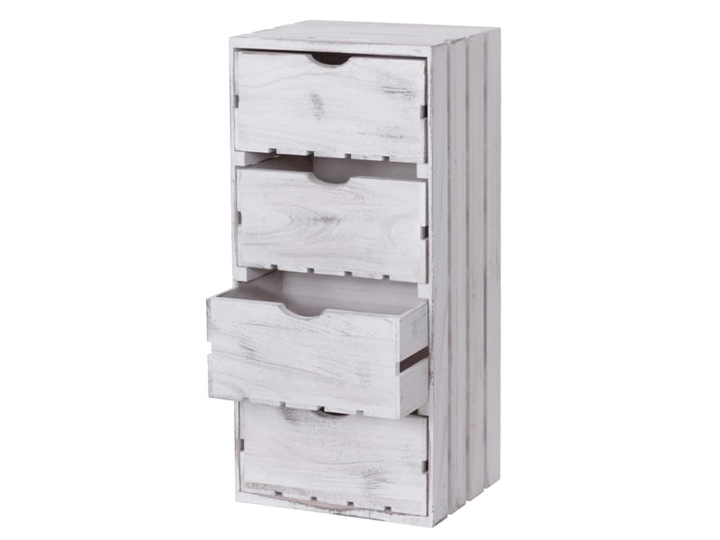  Commode hwc-c62, 4 tiroirs, 70x32x26cm - blanc shabby  - Conforama A